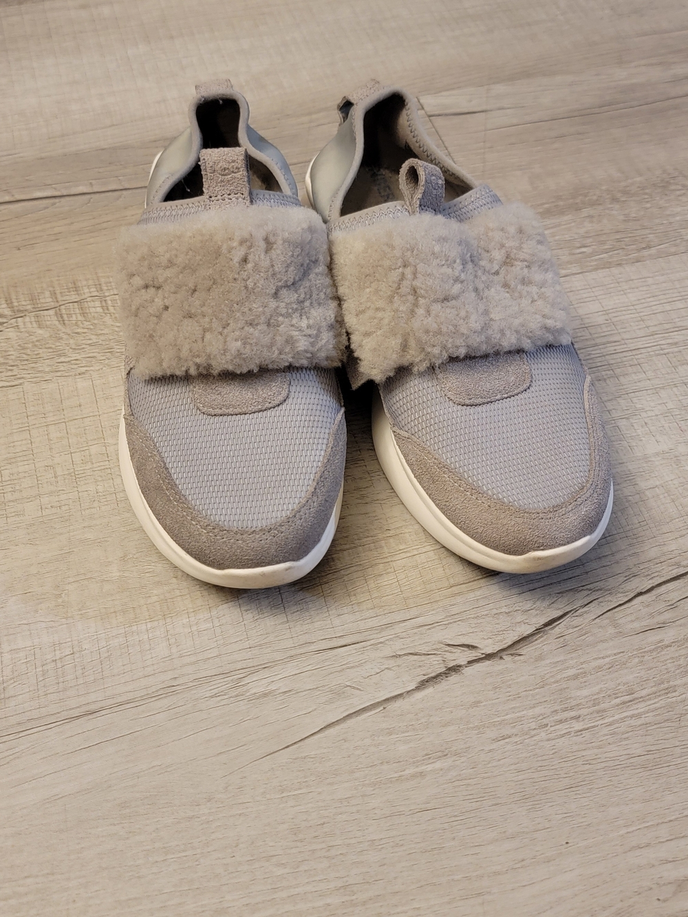 UGG Women's Shearling Strap Slip-On Sneakers in Light Gray